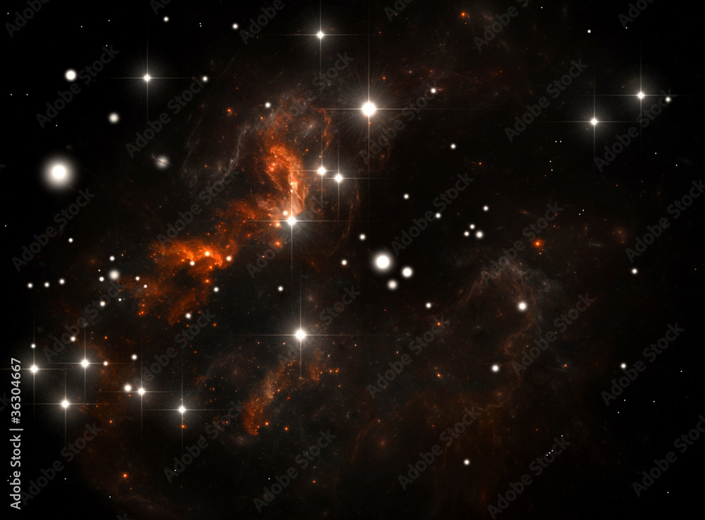 Fototapeta premium Red space star nebula