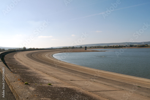 banks of empty reservoir in East Sussex