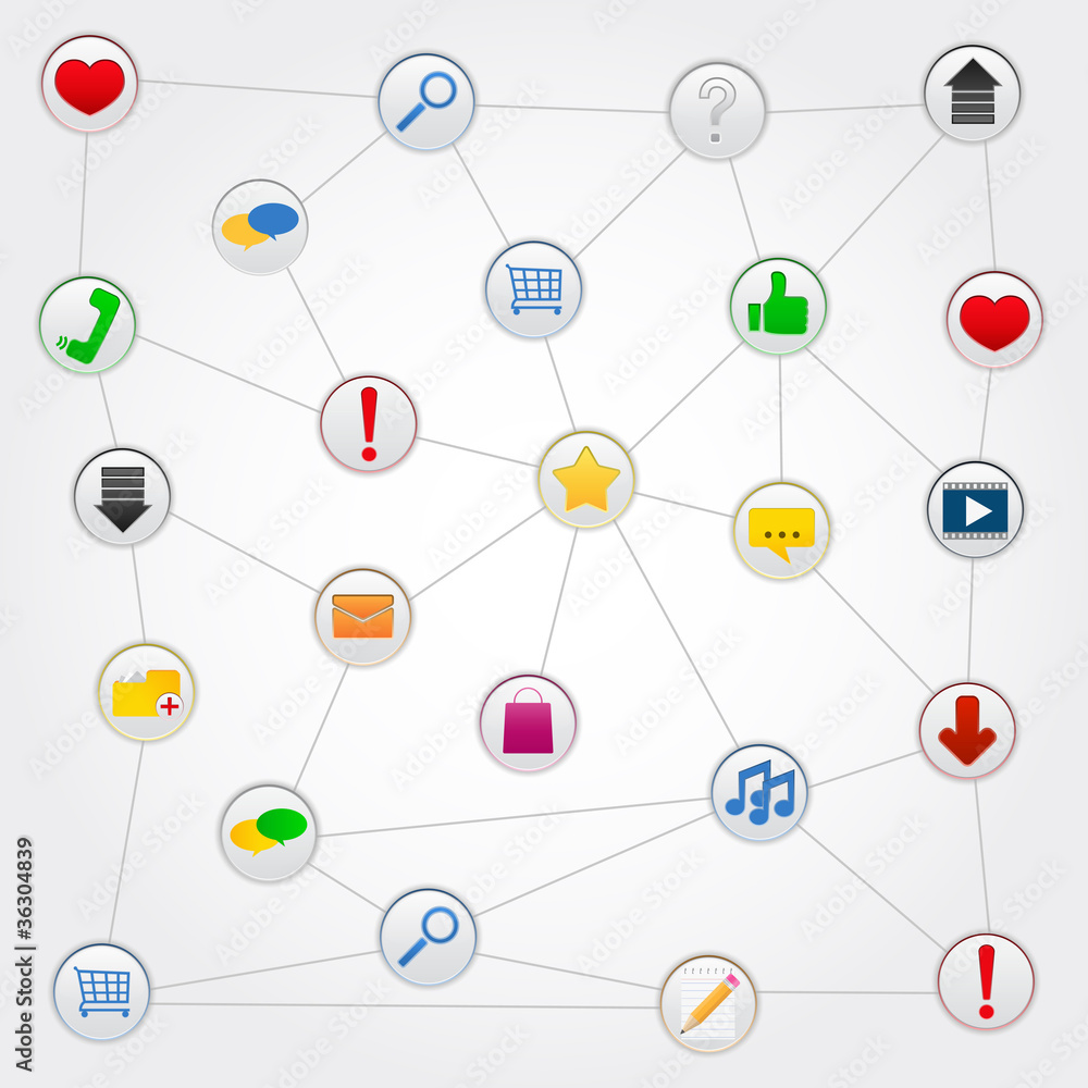 Concept of social network with icons, vector illustration Concept of social network with icons, vector illustration