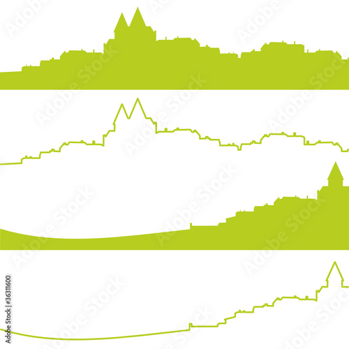 village français en contour et silhouette