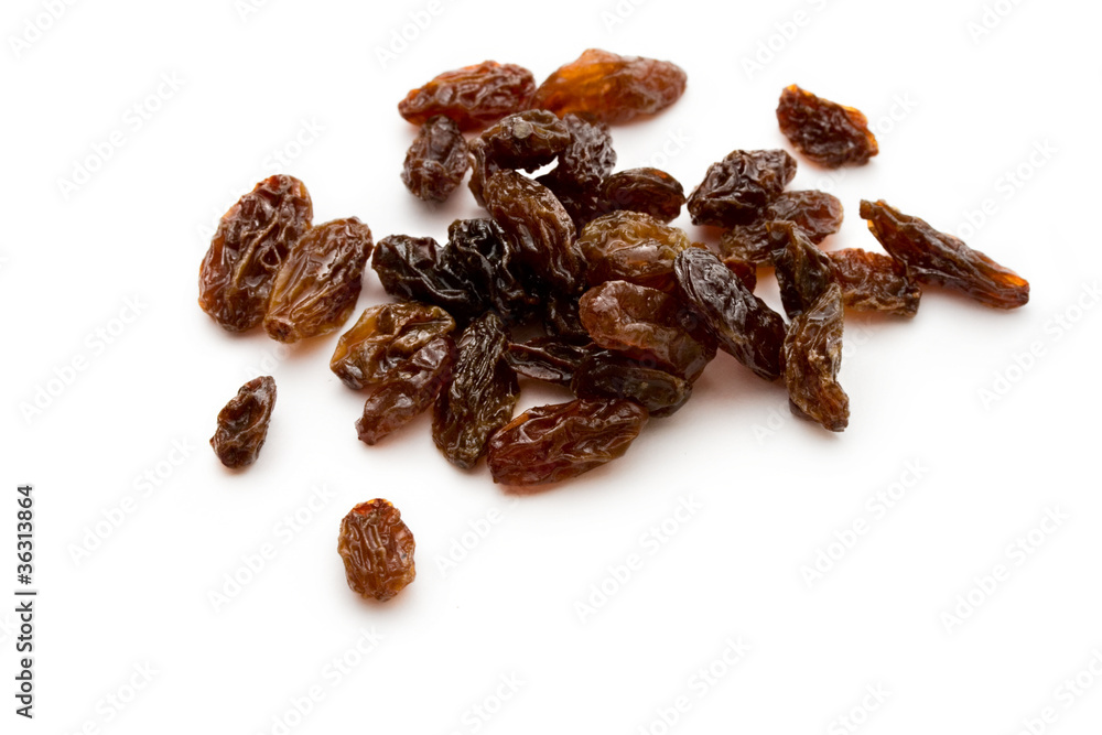 Obraz premium Raisins on the white background