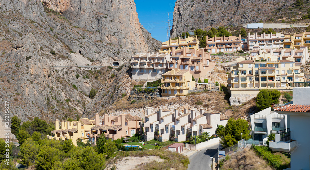 Fototapeta premium Beautiful house buildings at Spanish landscape. Pueblo Mascarat,