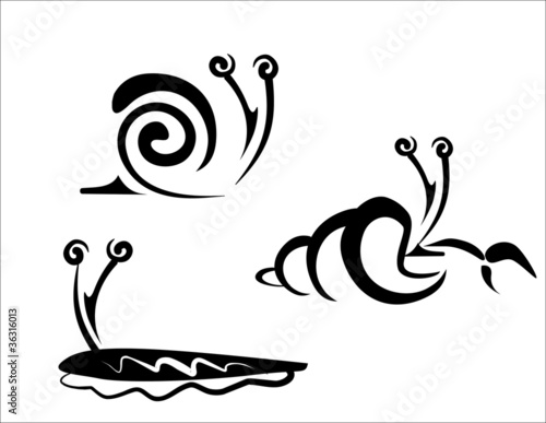 snail, slug and hermit crab concept set