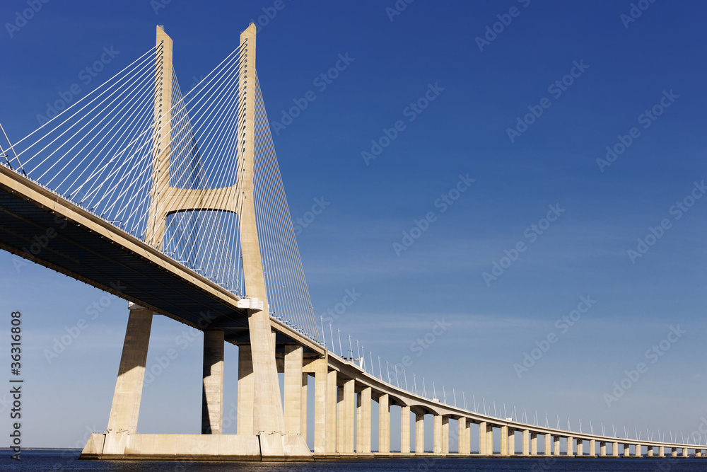 Fototapeta premium Vasco da Gama bridge in Lisbon in summer