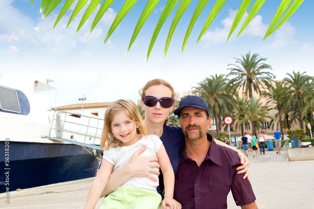 Family tourist in Ibiza town port