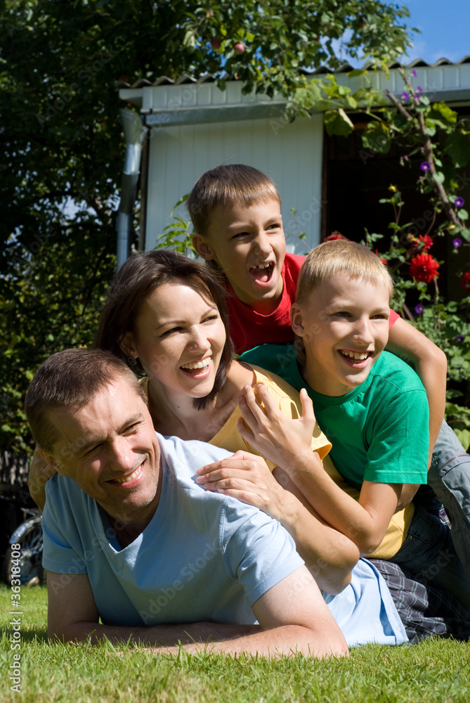 family on grass family on grass