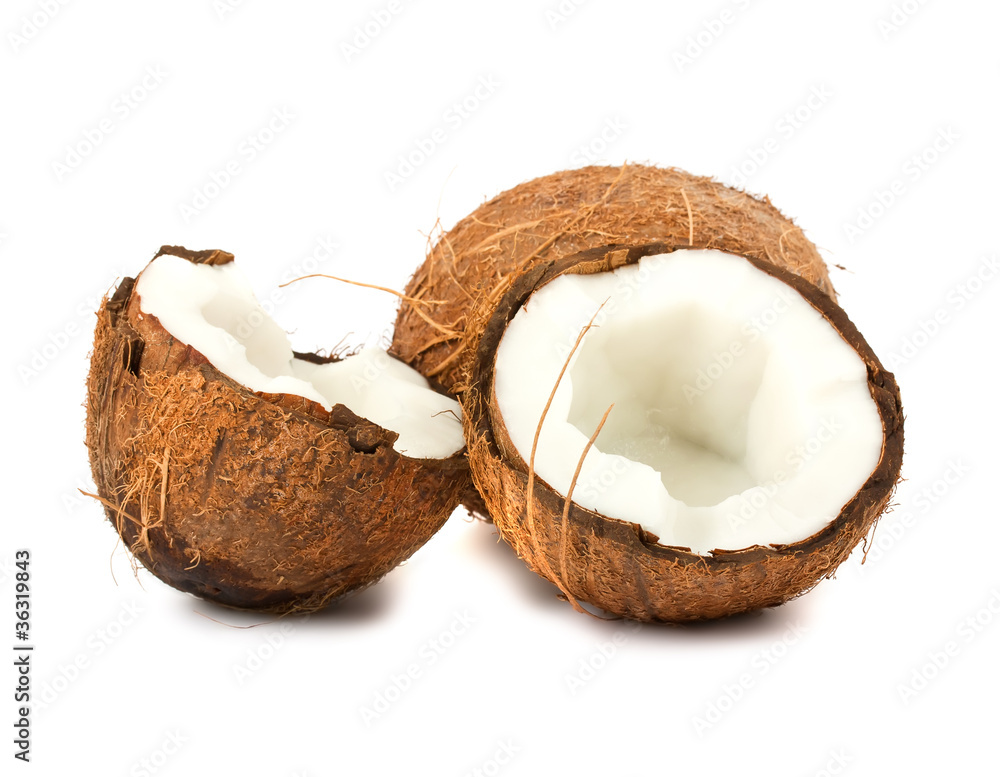 One full and two halves of coconut One full and two halves of coconut