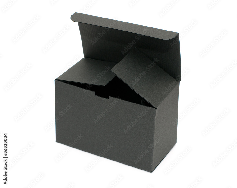 Open black empty paper box
