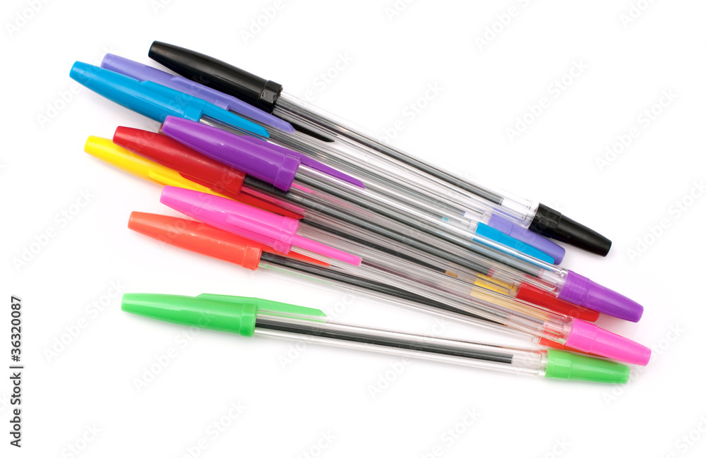 A set of transparent colored pens A set of transparent colored pens