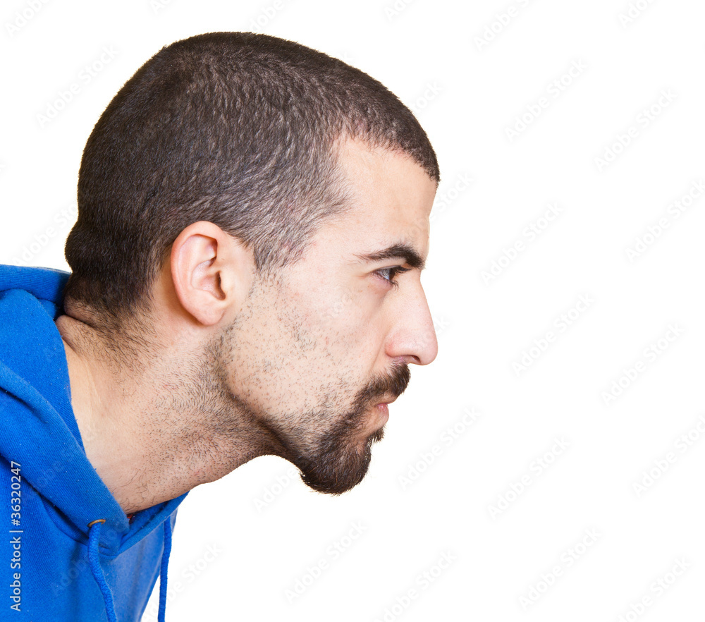 Obraz premium Young Aggressive Man Portrait on White