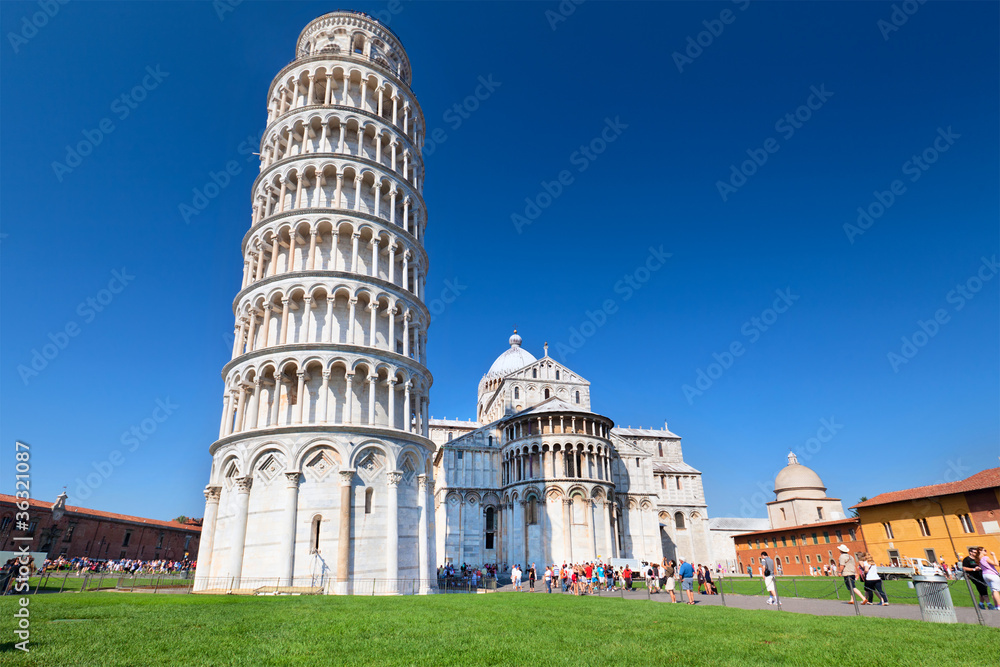 View of Leaning tower and the Basilica Piazza dei miracoli