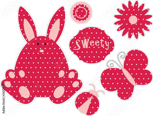 Wallpaper Mural Dotted cute bunny and red dotted elements Torontodigital.ca