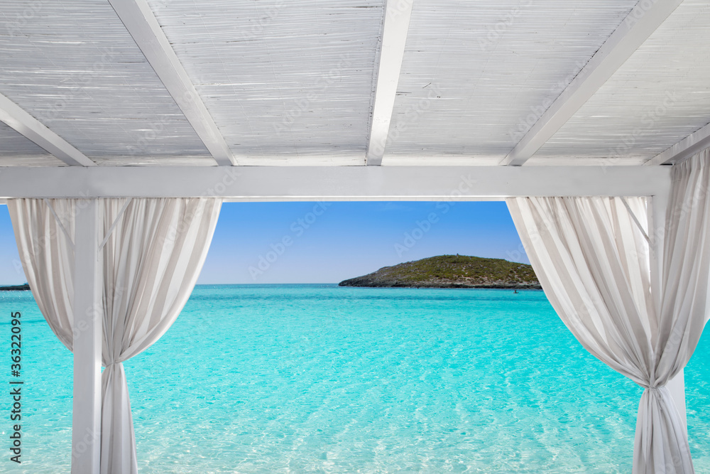 Fototapeta premium Gazebo white in Formentera Ibiza beach
