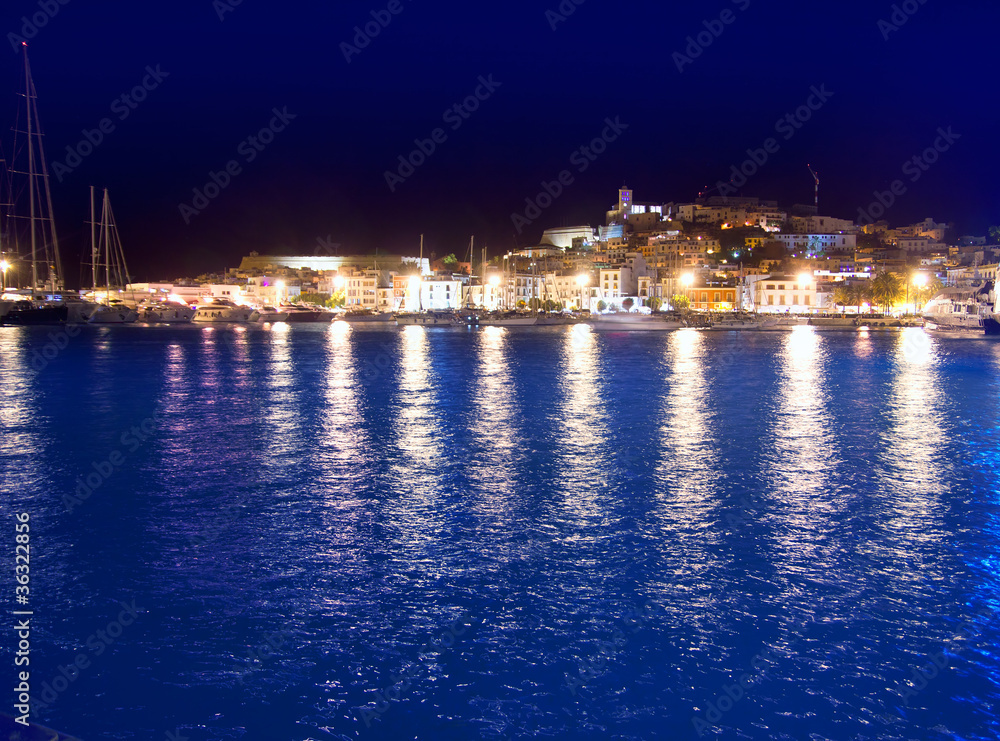 Ibiza island Eivissa town night view