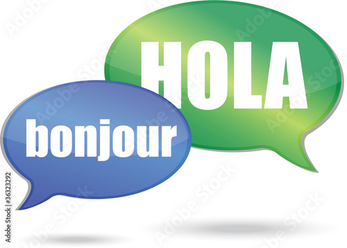 Bonjour and hola messages illustration design