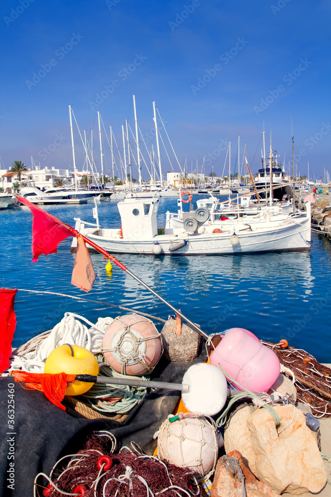 Obraz premium fisherboats with nets longlines buoy tackle