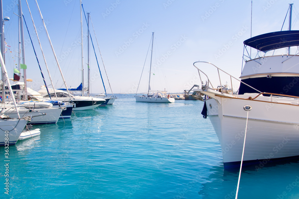Fototapeta premium Luxury yachts in Formentera marina