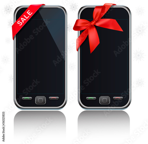 Two touch-screen mobile phones. Vector.
