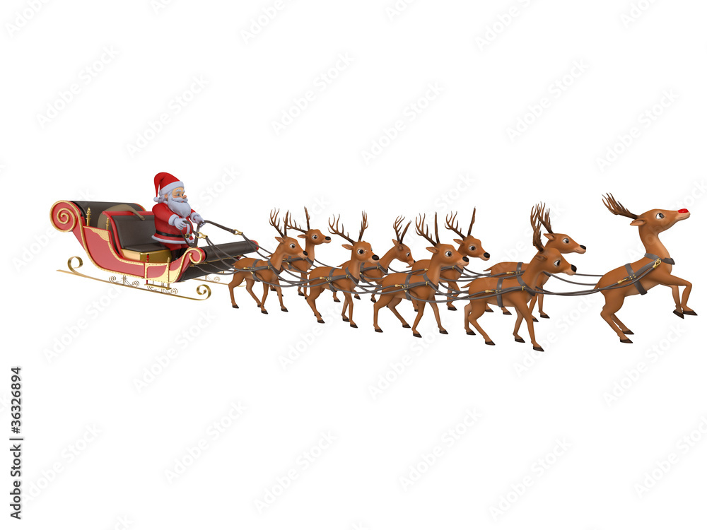 Fototapeta premium 3d rendered illustration of santa with his sleigh