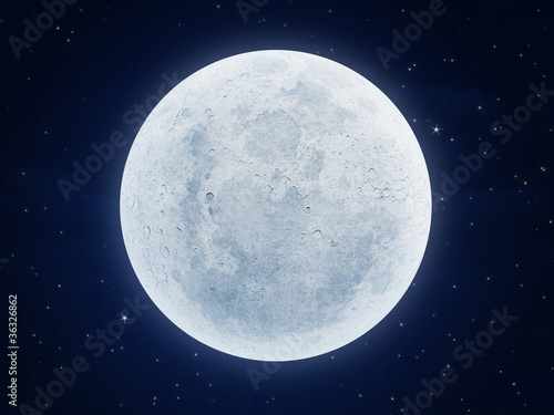 illustration of a very large moon at night