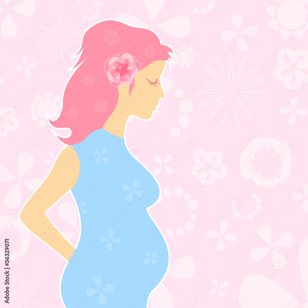 The pregnant woman in a blue dress The pregnant woman in a blue dress