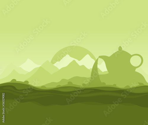 Landscape on a theme green tea