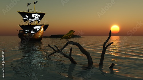 Piratenschiff auf See