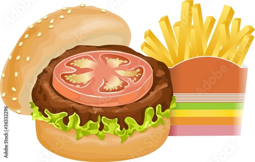 Burger and fries