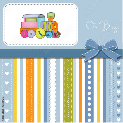 customizable shower baby card with train