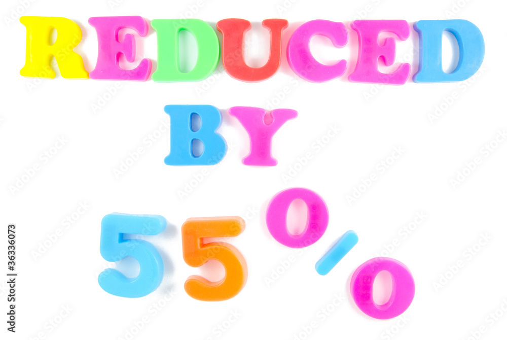 reduced by 55% written in fridge magnets reduced by 55% written in fridge magnets