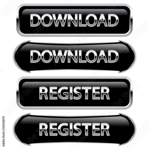 Vector chrome buttons - download, register