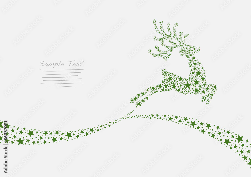 Fototapeta premium Flying Reindeer from Stars gray background