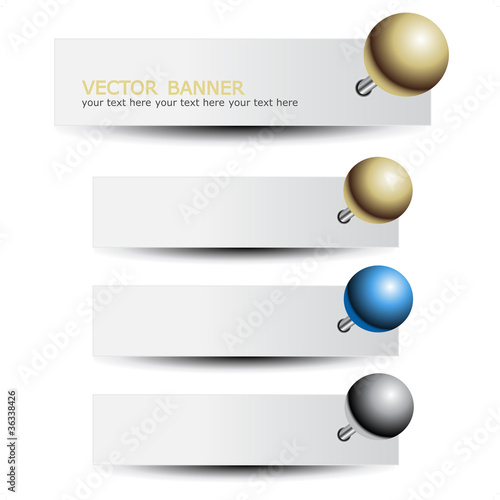 Vector set of banners with pushpin