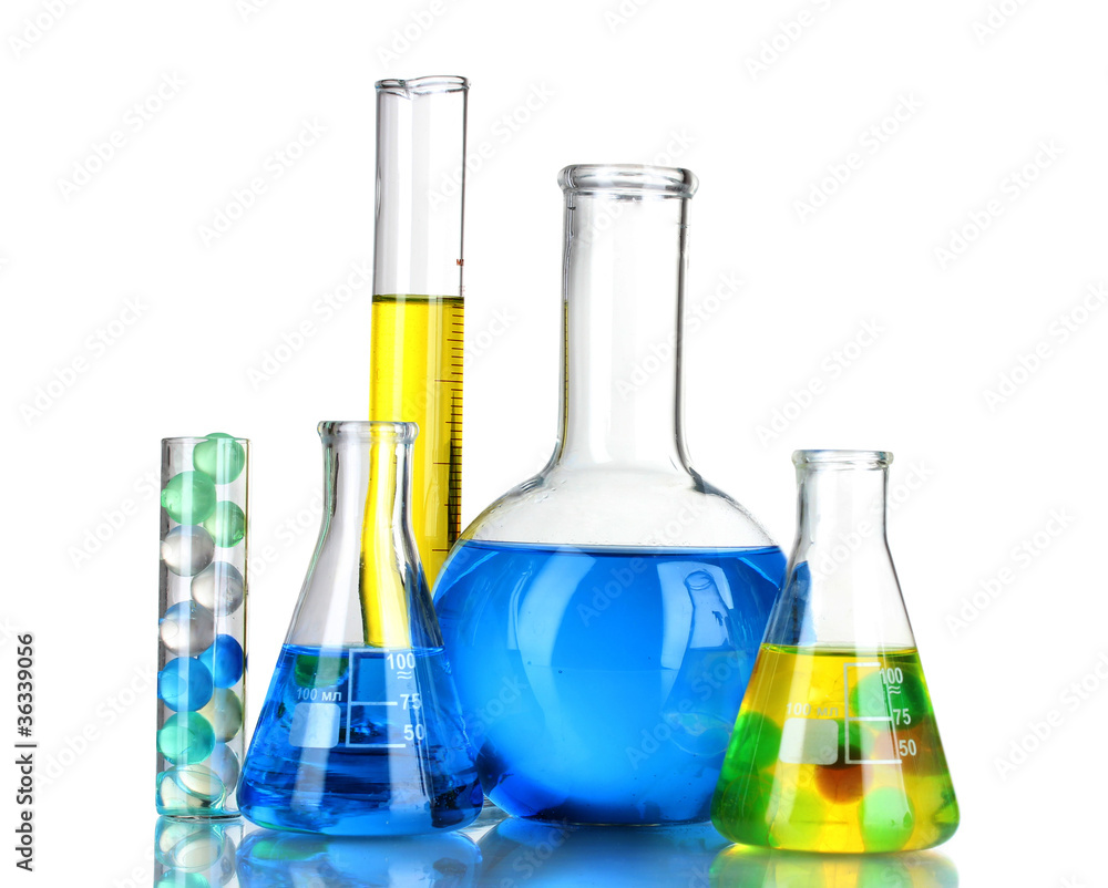 Test-tubes with liquid isolated on white Test-tubes with liquid isolated on white