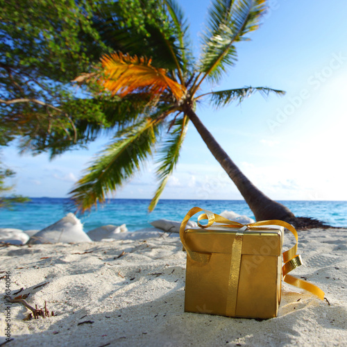 golden gift on ocean beach