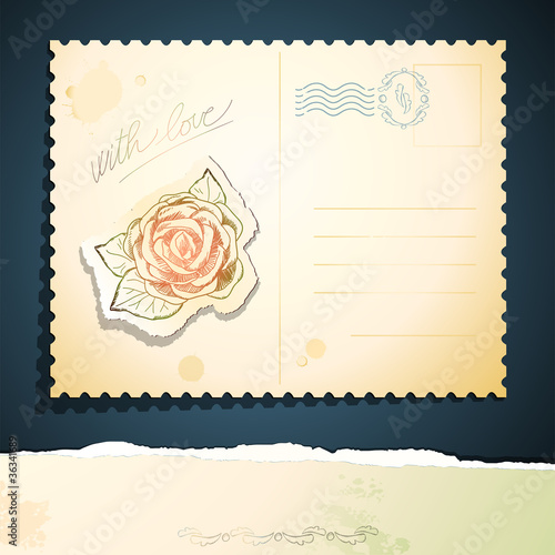 Postcard with rose