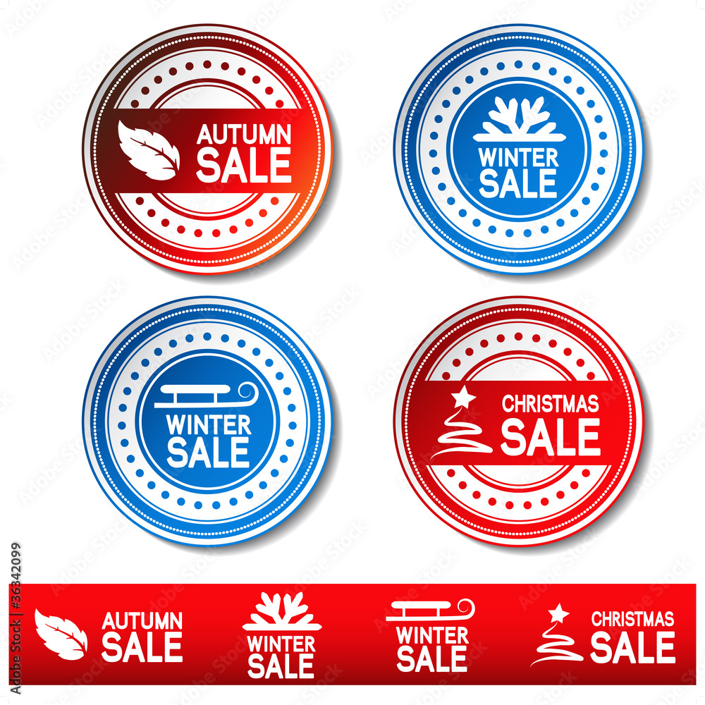 Vector autumn, winter, Christmas sale stickers