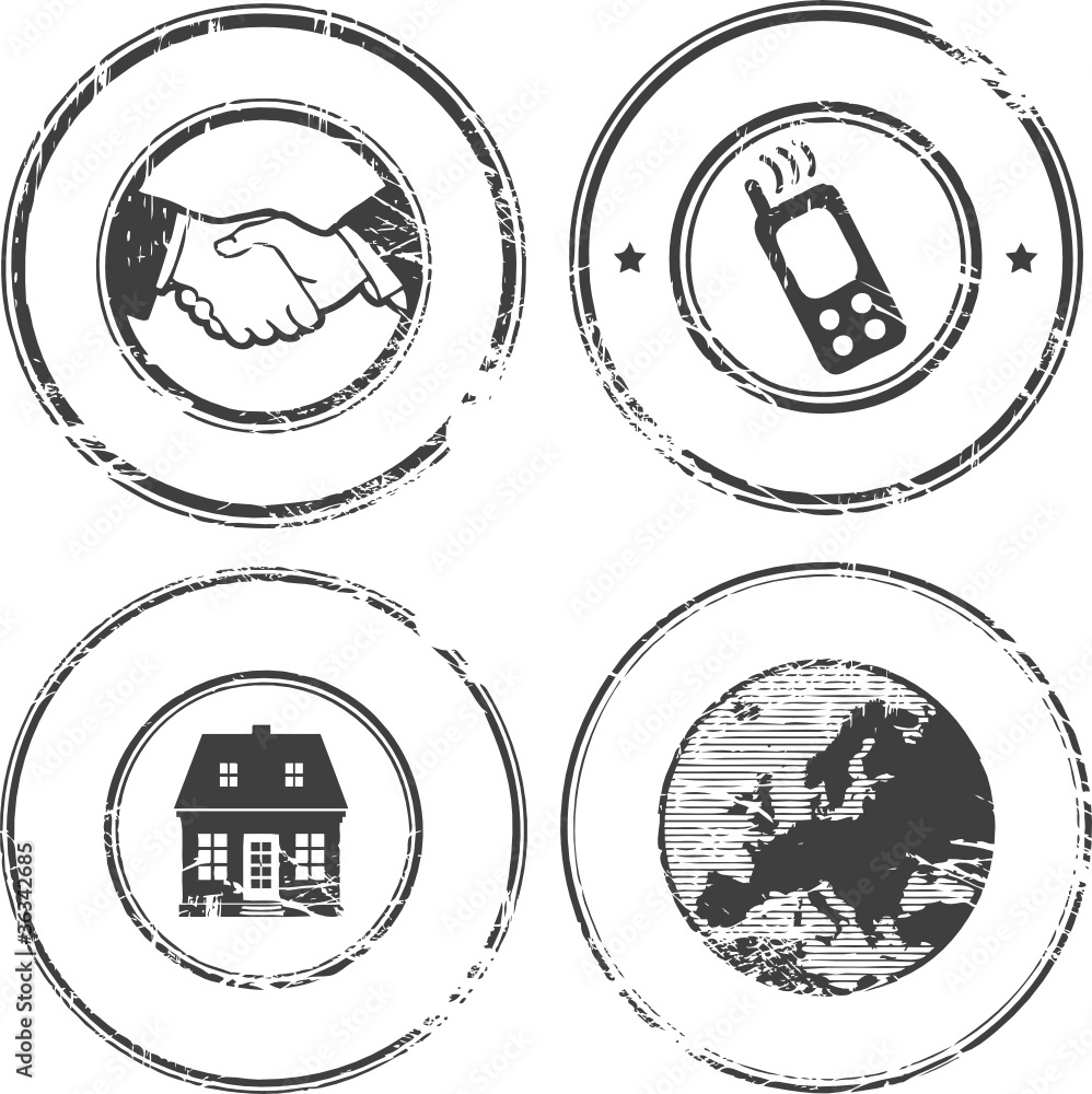 Obraz premium Empty grunge rubber stamp set with space for text