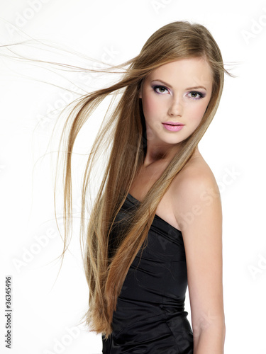 Beautiful teen girl with long hair