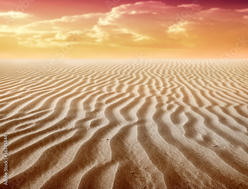 sunset in sand desert