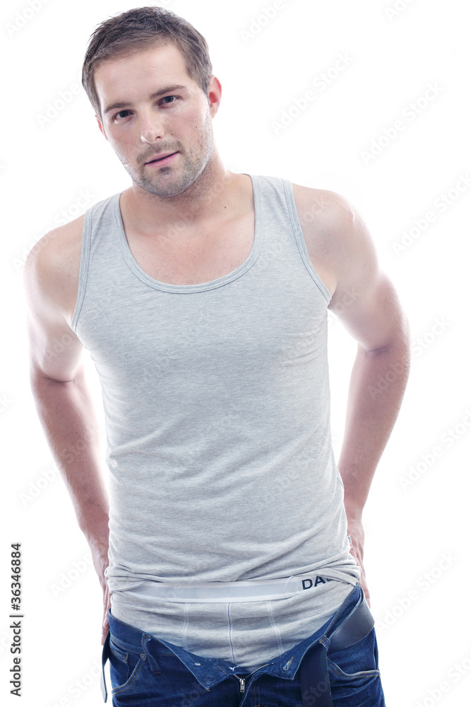 Fototapeta premium healthy fit young man islated on white background