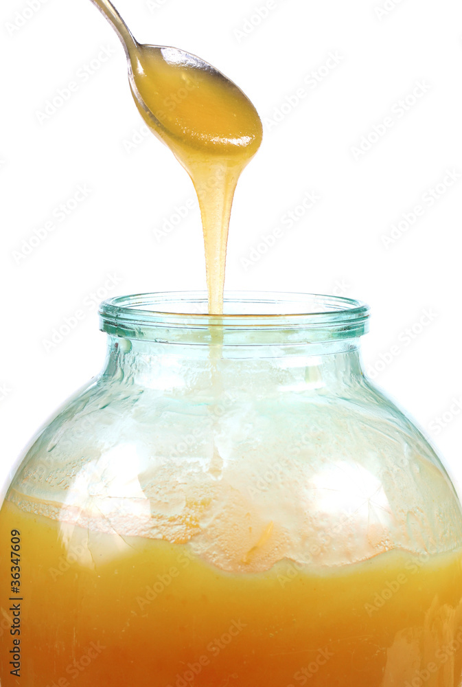 honey jar and spoon