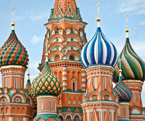 Famous Head of St. Basil's Cathedral on Red square, Moscow, Russ