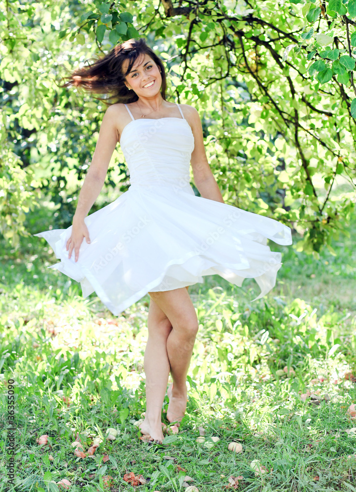 Beautiful young woman dancing in the morning Beautiful young woman dancing in the morning