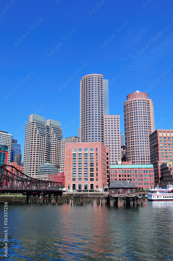 Boston skyline over water