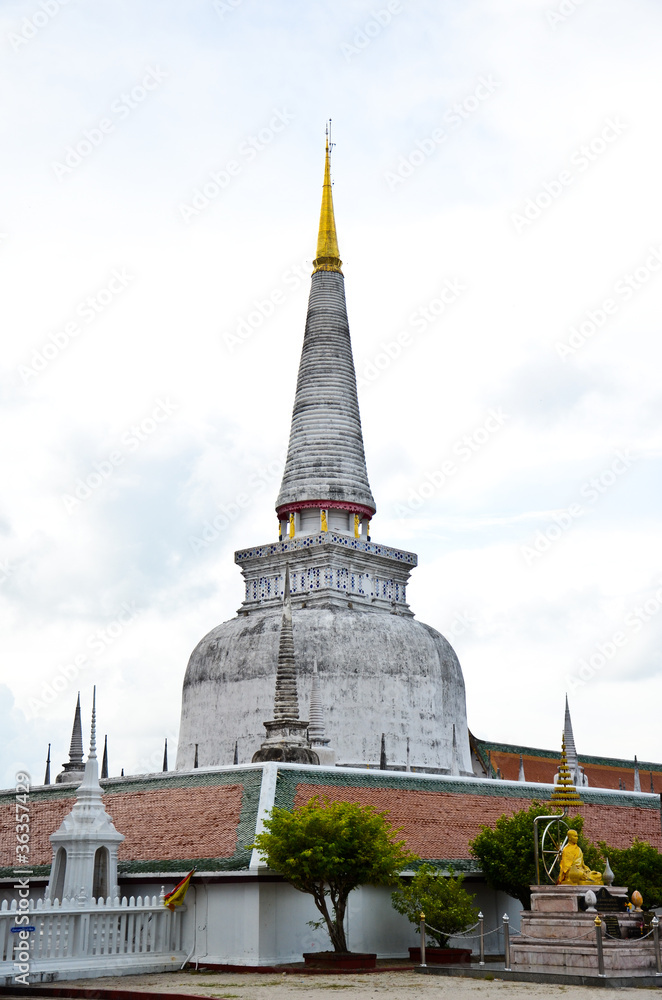 Ancient Pagoda in Wat Mahathat temple, Southern of Thailand Ancient Pagoda in Wat Mahathat temple, Southern of Thailand