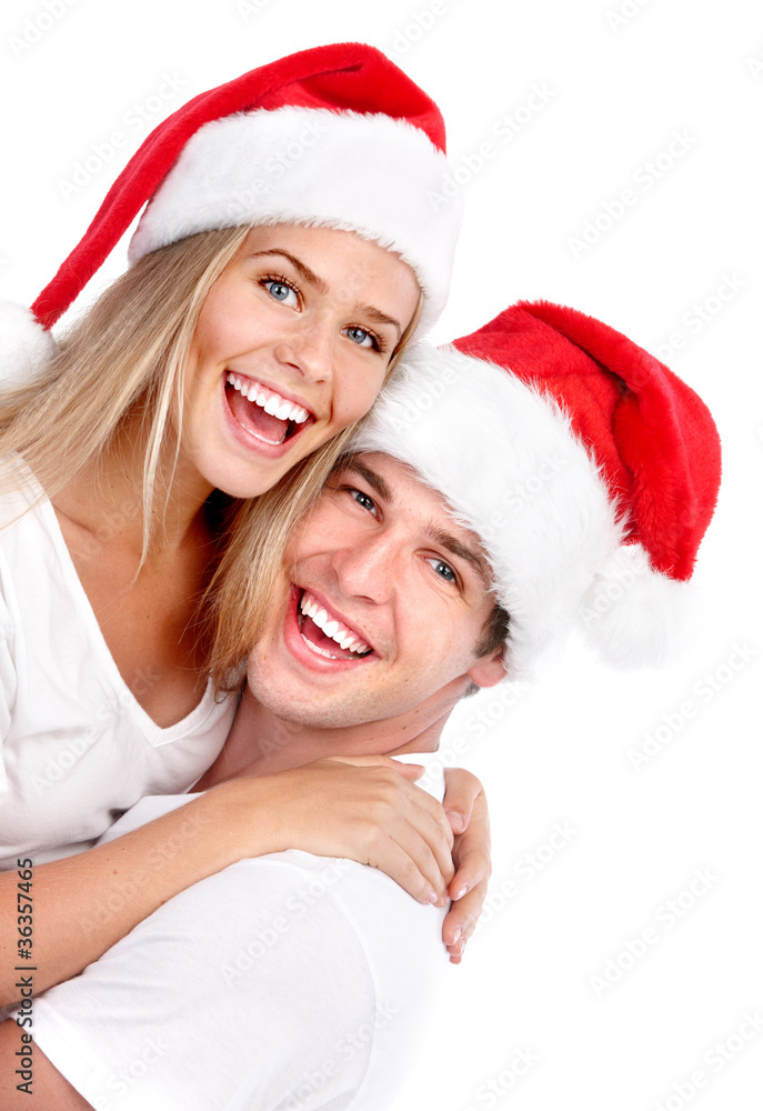 Happy Christmas santa couple. Happy Christmas santa couple.