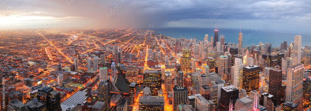 Naklejka premium Panorama centrum Chicago panorama