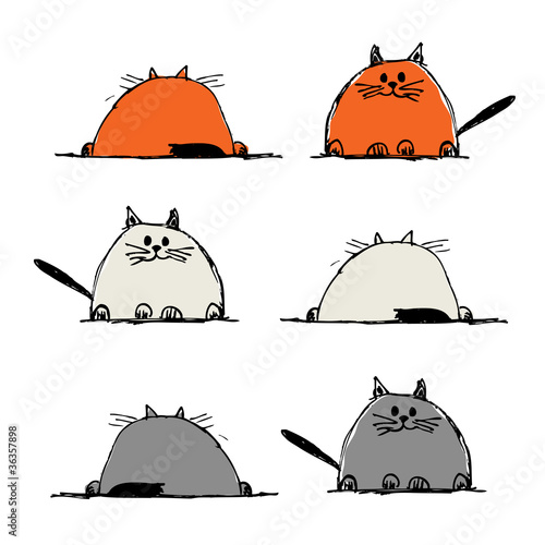 Funny cats, sketch for your design