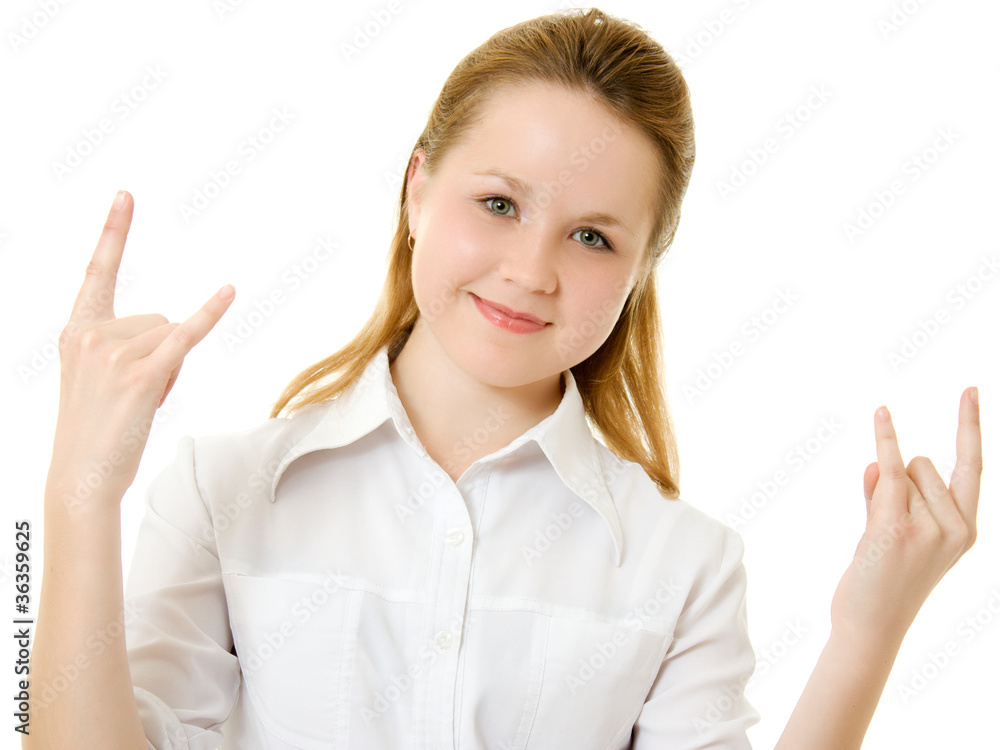 A successful businesswoman on a white background. A successful businesswoman on a white background.